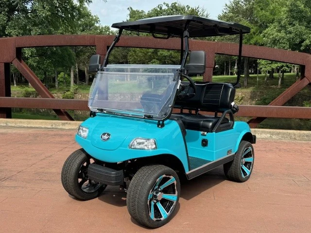 2025 Evolution Classic 2 Plus 2 Passenger Lithium Ion Golf Carts for Sale Sky Blue 1 webp