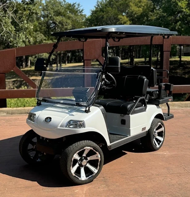 2025 Evolution Classic 4 Plus 4 Passenger Lithium Ion Golf Carts for Sale Mineral White 1 webp